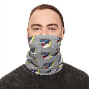 Winter Neck Gaiter — Patterned Gray FAST Snowmobile Club Logo Face Mask with Drawstring